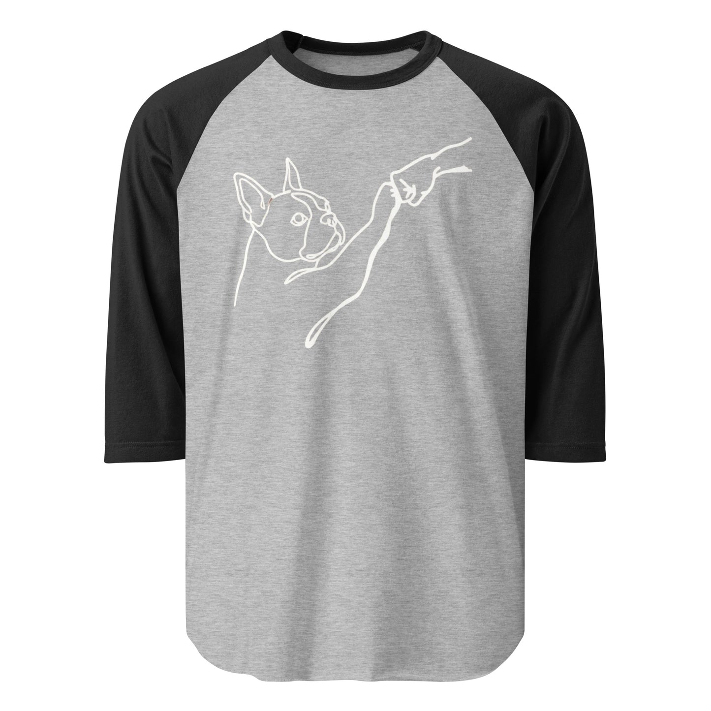 Dog Fist Bump 3/4 Sleeve Raglan Shirt . Heather Grey Black