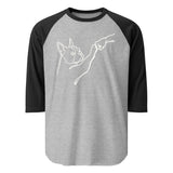 Dog Fist Bump 3/4 Sleeve Raglan Shirt . Heather Grey Black