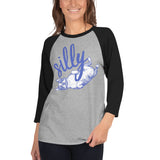 Silly Boston Terrier Dog Upside Down 3/4 Sleeve Raglan Shirt .
