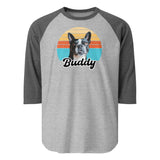 Custom Dog Sunset Vintage Retro Style 3/4 Sleeve Raglan Shirt . Heather Grey Heather Charcoal