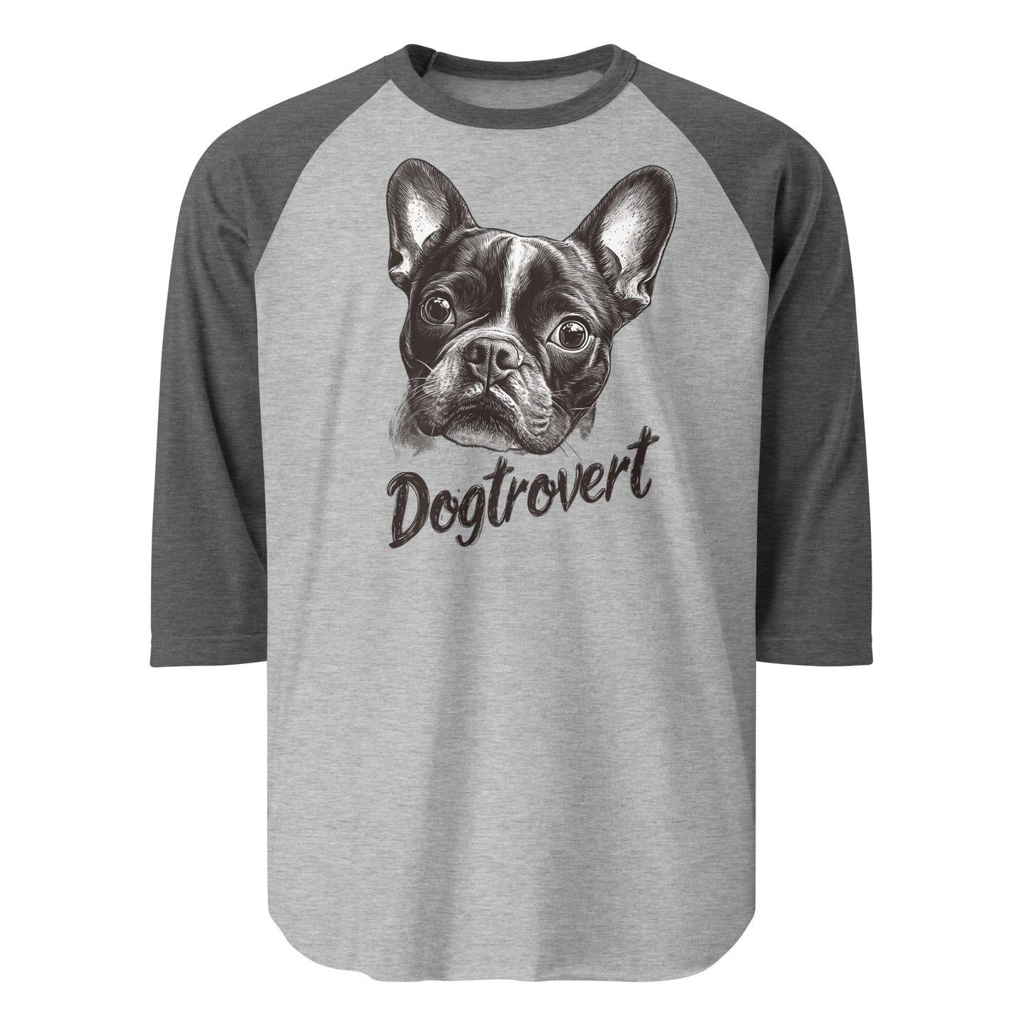 Dogtrovert 3/4 Sleeve Raglan Shirt . Heather Grey Heather Charcoal