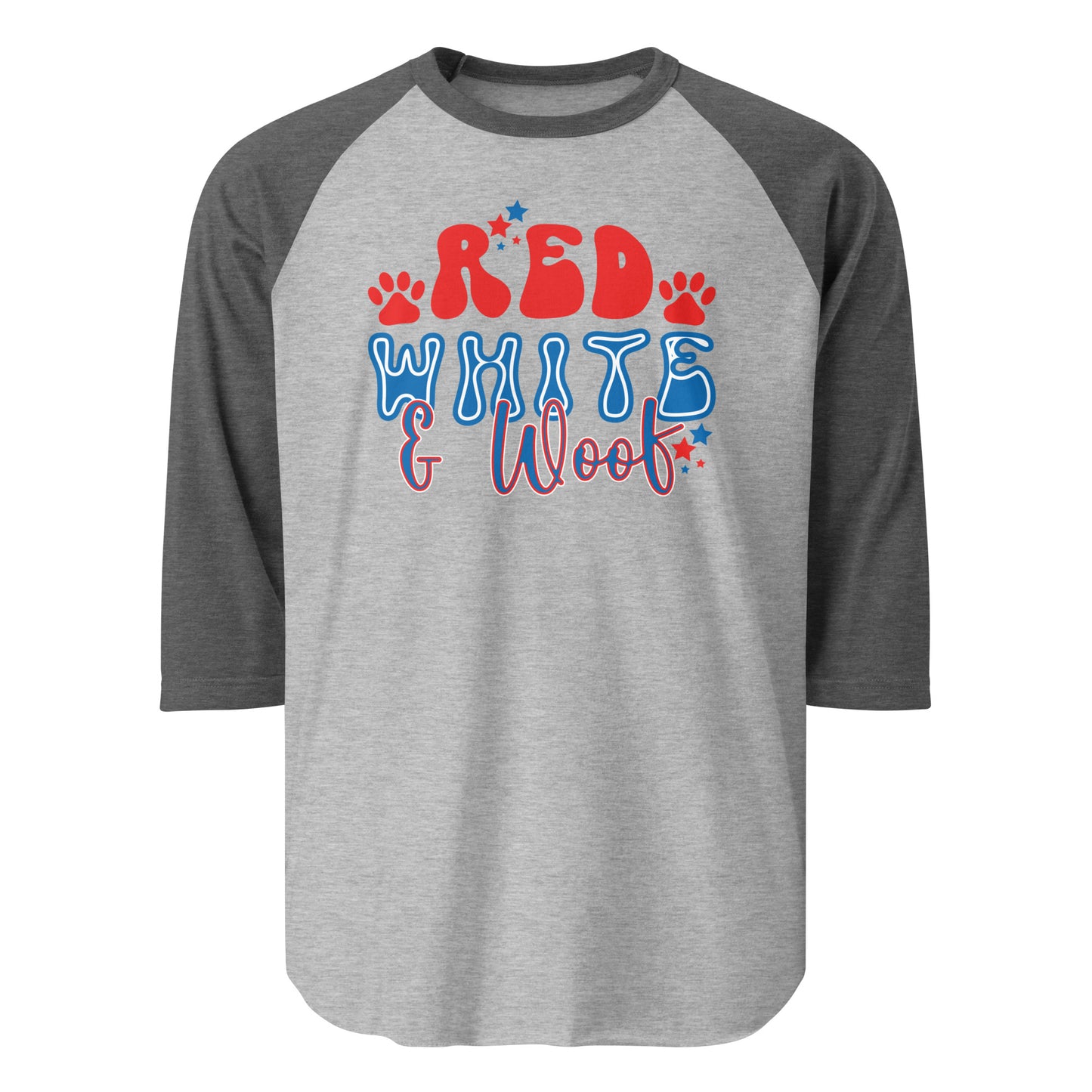 Red White And Woof 3/4 Sleeve Raglan Shirt . Heather Grey Heather Charcoal