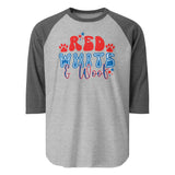 Red White And Woof 3/4 Sleeve Raglan Shirt . Heather Grey Heather Charcoal