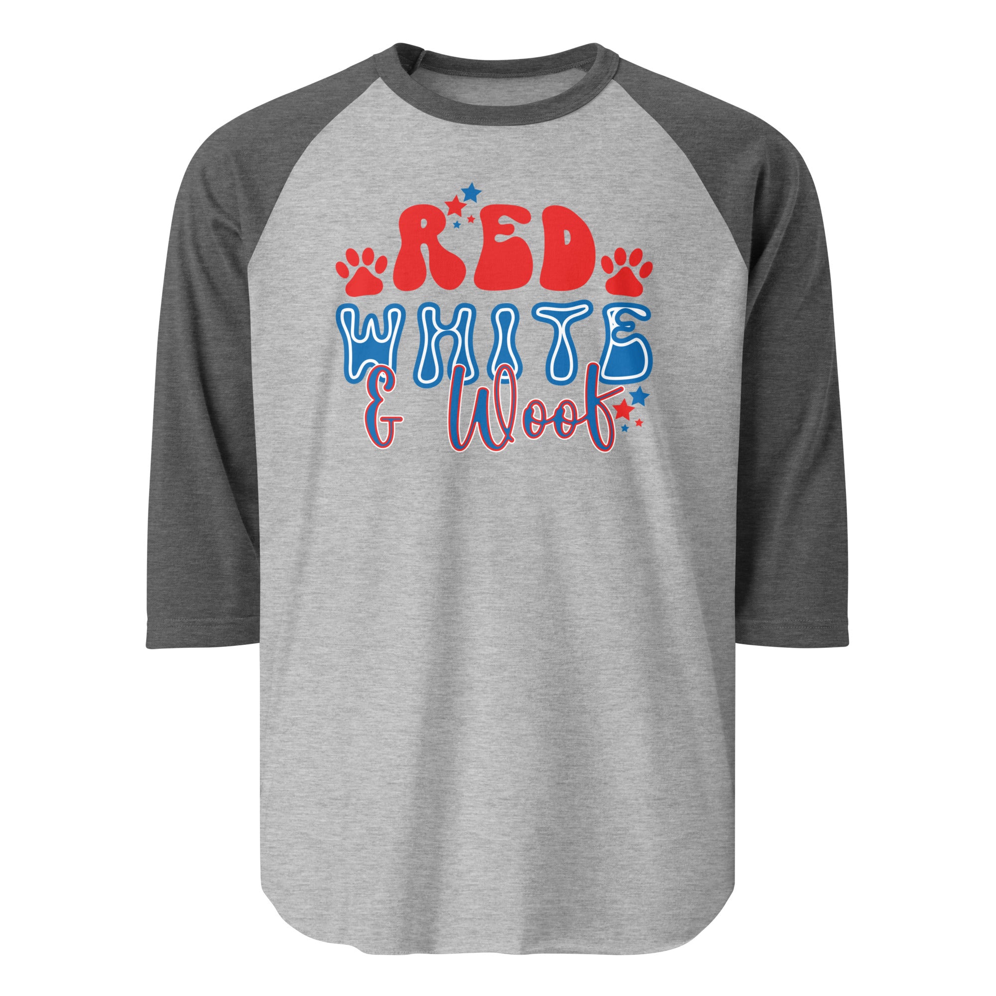 Red White And Woof 3/4 Sleeve Raglan Shirt . Heather Grey Heather Charcoal