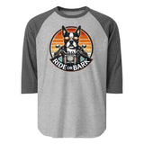 Ride or Bark 3/4 Sleeve Raglan Shirt . Heather Grey Heather Charcoal