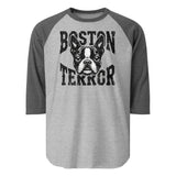 Boston Terror 3/4 Sleeve Raglan Shirt . Heather Grey Heather Charcoal