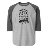 When All Else Fails Hug The Dog 3/4 Sleeve Raglan Shirt . Heather Grey Heather Charcoal
