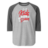 Kids Have Paws 3/4 Sleeve Raglan Shirt . Heather Grey Heather Charcoal