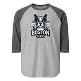 Boston Vibes 3/4 Sleeve Raglan Shirt . Heather Grey Heather Charcoal