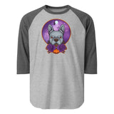 Boston Terrier Halloween 3/4 Sleeve Raglan Shirt . Heather Grey Heather Charcoal