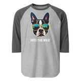 Into The Wild Boston Terrier 3/4 Sleeve Raglan Shirt . Heather Grey Heather Charcoal
