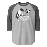 Soccer Boston Terrier 3/4 Sleeve Raglan Shirt . Heather Grey Heather Charcoal