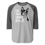 Eat Fart Snore Repeat 3/4 Sleeve Raglan Shirt . Heather Grey Heather Charcoal