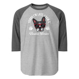 Sorry I'm Late I Saw A Boston Terrier 3/4 Sleeve Raglan Shirt . Heather Grey Heather Charcoal