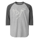 Dog Fist Bump 3/4 Sleeve Raglan Shirt . Heather Grey Heather Charcoal