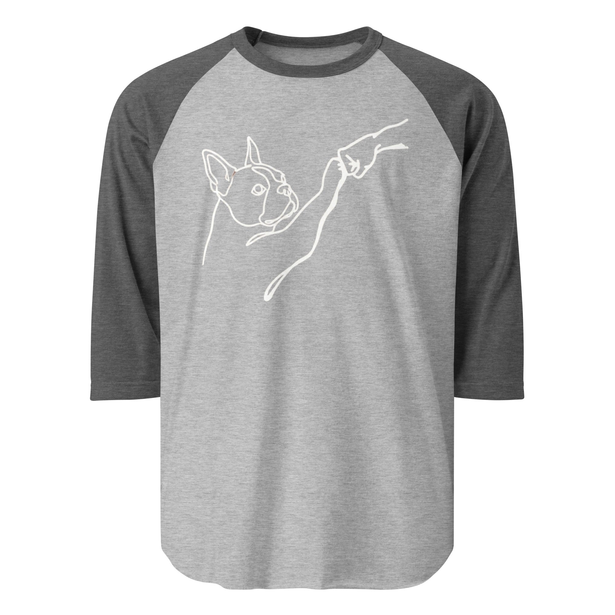Dog Fist Bump 3/4 Sleeve Raglan Shirt . Heather Grey Heather Charcoal