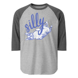 Silly Boston Terrier Dog Upside Down 3/4 Sleeve Raglan Shirt . Heather Grey Heather Charcoal