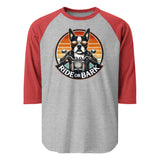 Ride or Bark 3/4 Sleeve Raglan Shirt . Heather Grey Heather Red