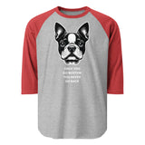 Once You Go Boston You Never Go Back 3/4 Sleeve Raglan Shirt . Heather Grey Heather Red