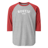 Bostie Sport 3/4 Sleeve Raglan Shirt . Heather Grey Heather Red