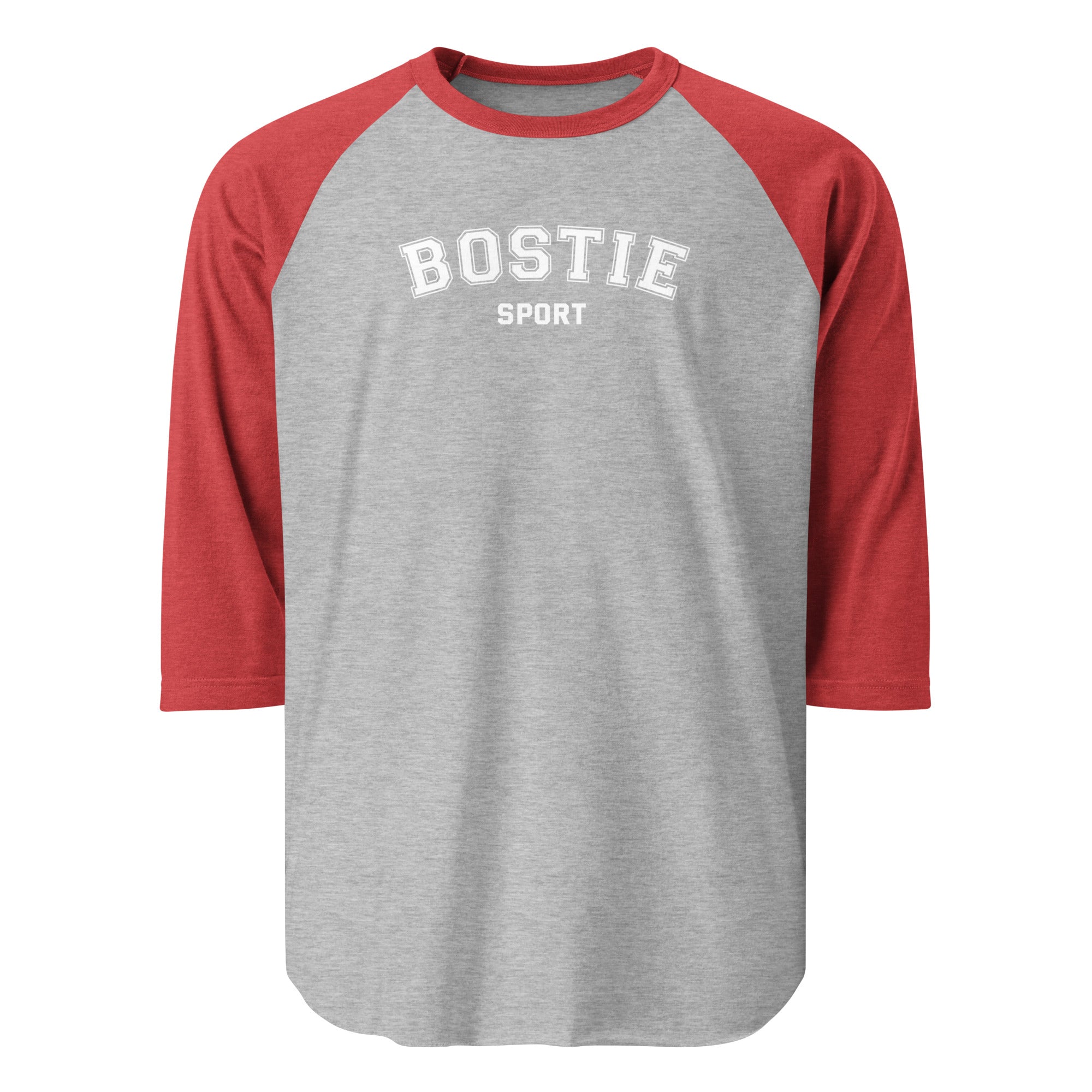 Bostie Sport 3/4 Sleeve Raglan Shirt . Heather Grey Heather Red