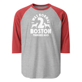 I Was Normal 2 Boston Terriers Ago 3/4 Sleeve Raglan Shirt . Heather Grey Heather Red