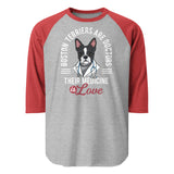 Boston Terriers Are Doctors Their Medicine Is Love 3/4 Sleeve Raglan Shirt . Heather Grey Heather Red