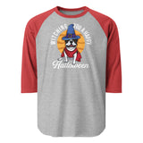 Witching You A Happy Halloween 3/4 Sleeve Raglan Shirt . Heather Grey Heather Red