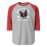 Sorry I'm Late I Saw A Boston Terrier 3/4 Sleeve Raglan Shirt . Heather Grey Heather Red