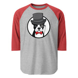 The Gentleman Boston Terrier Dog 3/4 Sleeve Raglan Shirt . Heather Grey Heather Red