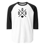 Dog Love 3/4 Sleeve Raglan Shirt . White Black