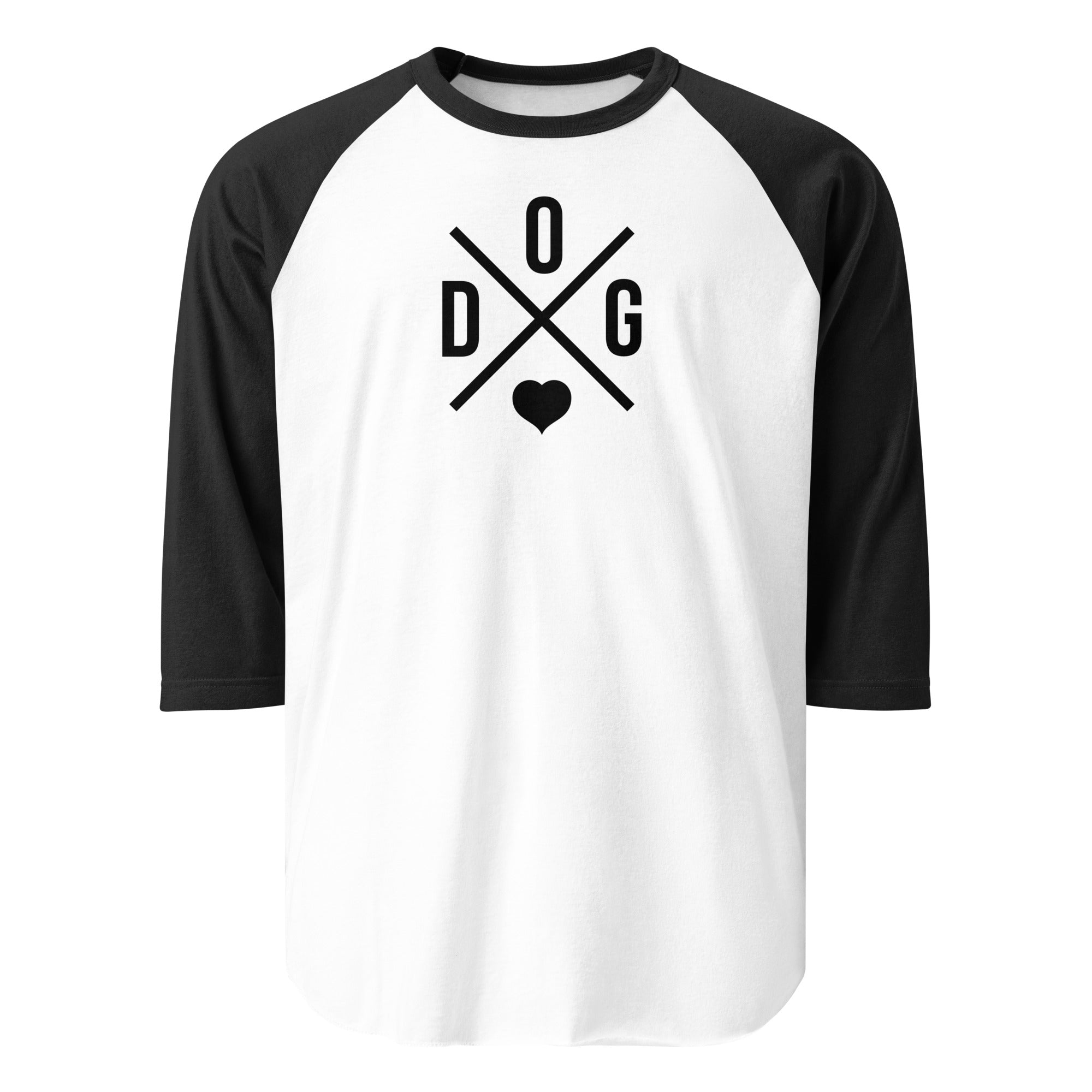 Dog Love 3/4 Sleeve Raglan Shirt . White Black