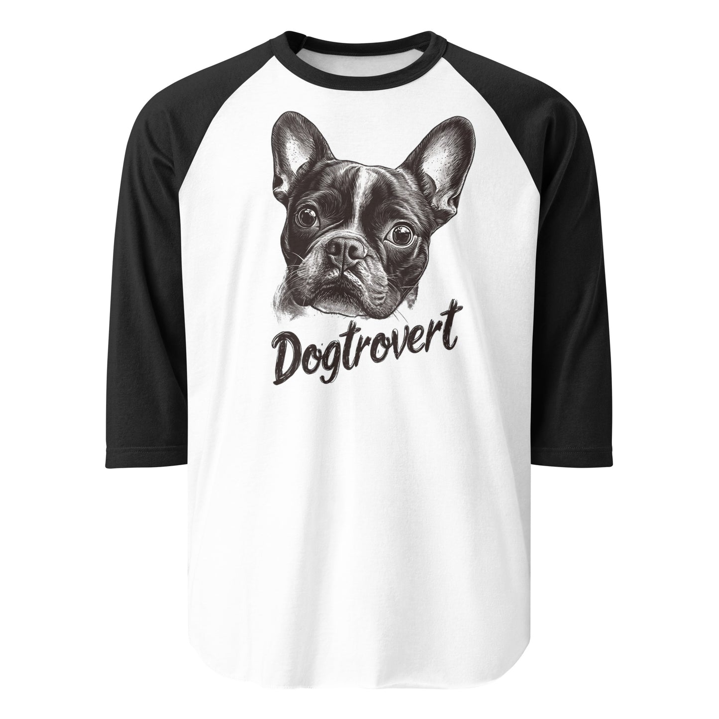 Dogtrovert 3/4 Sleeve Raglan Shirt . White Black