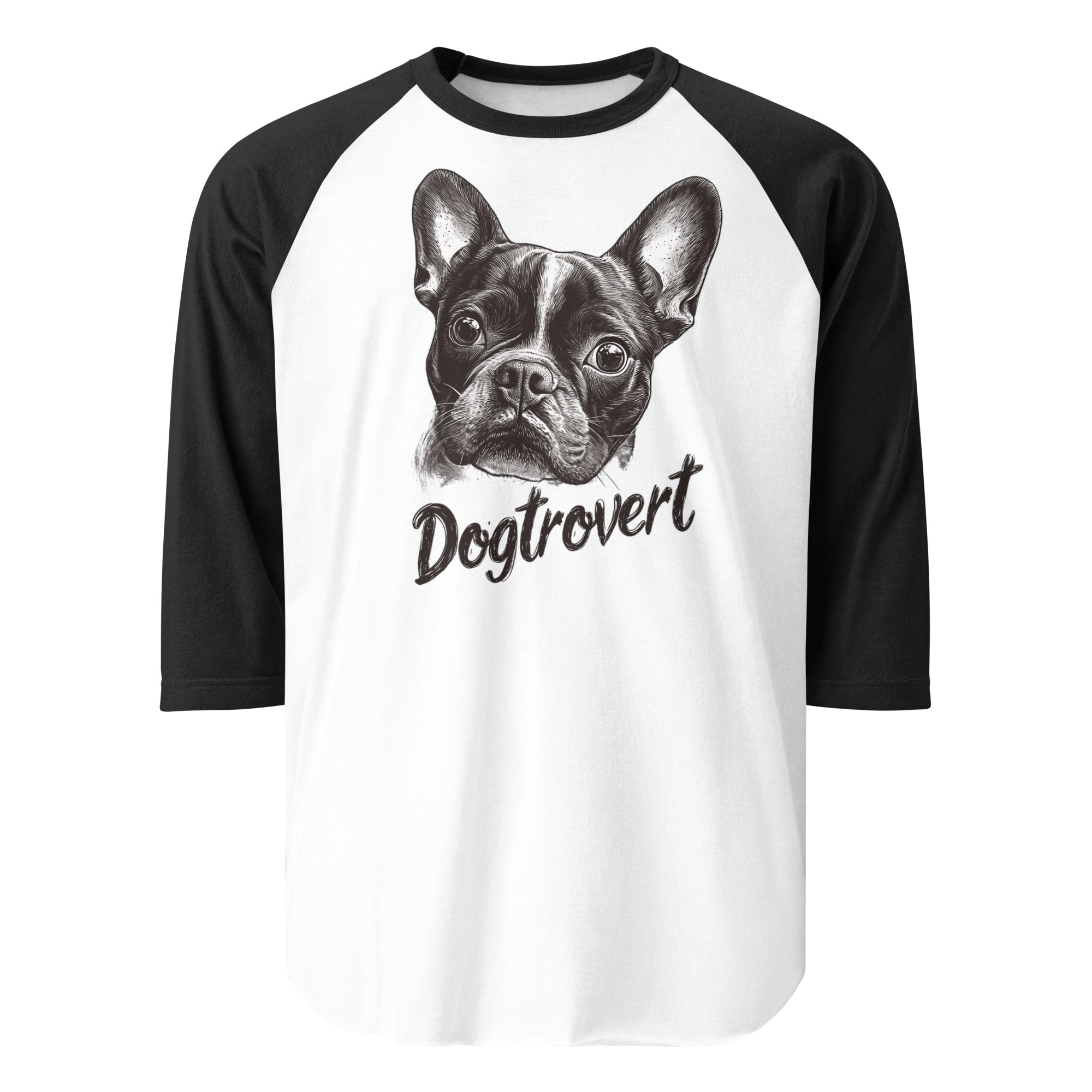 Dogtrovert 3/4 Sleeve Raglan Shirt . White Black