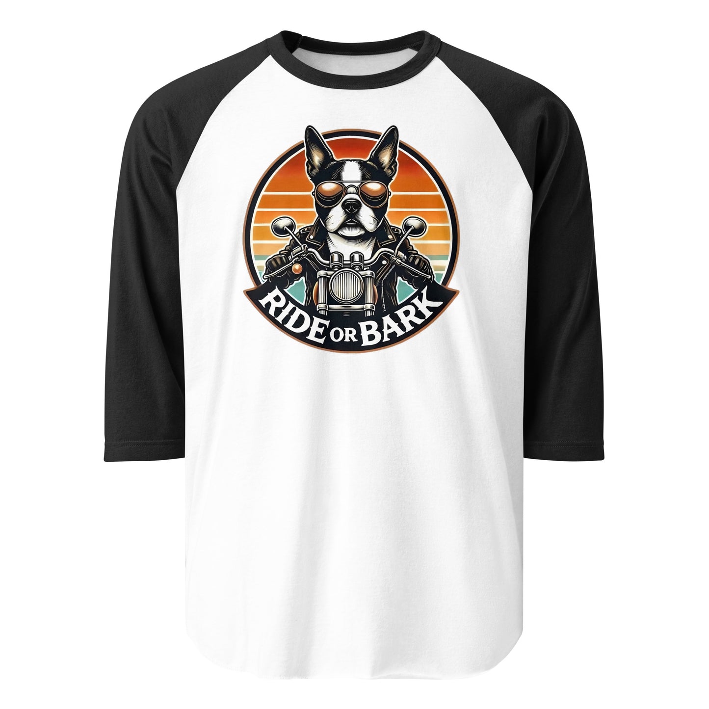 Ride or Bark 3/4 Sleeve Raglan Shirt . White Black
