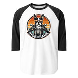 Ride or Bark 3/4 Sleeve Raglan Shirt . White Black