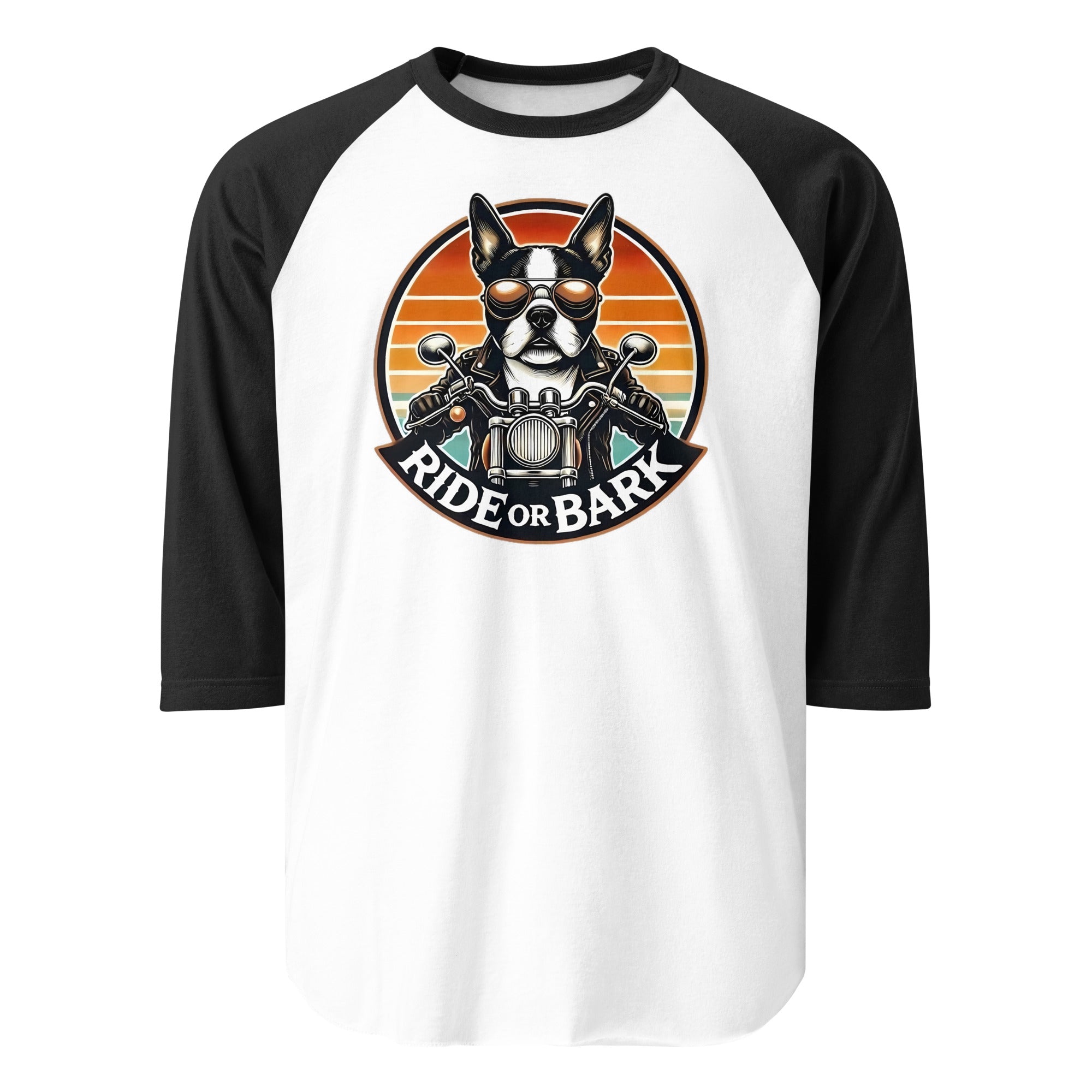 Ride or Bark 3/4 Sleeve Raglan Shirt . White Black
