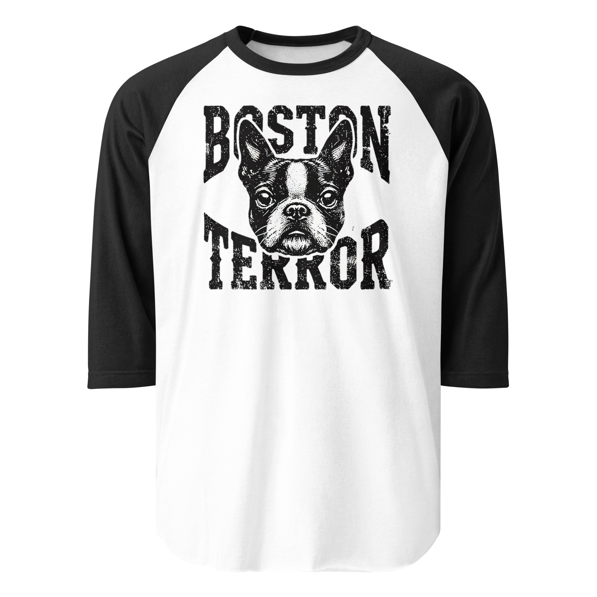 Boston Terror 3/4 Sleeve Raglan Shirt . White Black