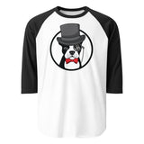 The Gentleman Boston Terrier Dog 3/4 Sleeve Raglan Shirt . White Black