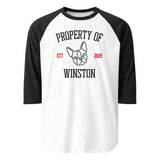 Property Of My Dog Custom Unisex 3/4 Sleeve Raglan Shirt . White Black