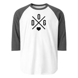 Dog Love 3/4 Sleeve Raglan Shirt . White Heather Charcoal