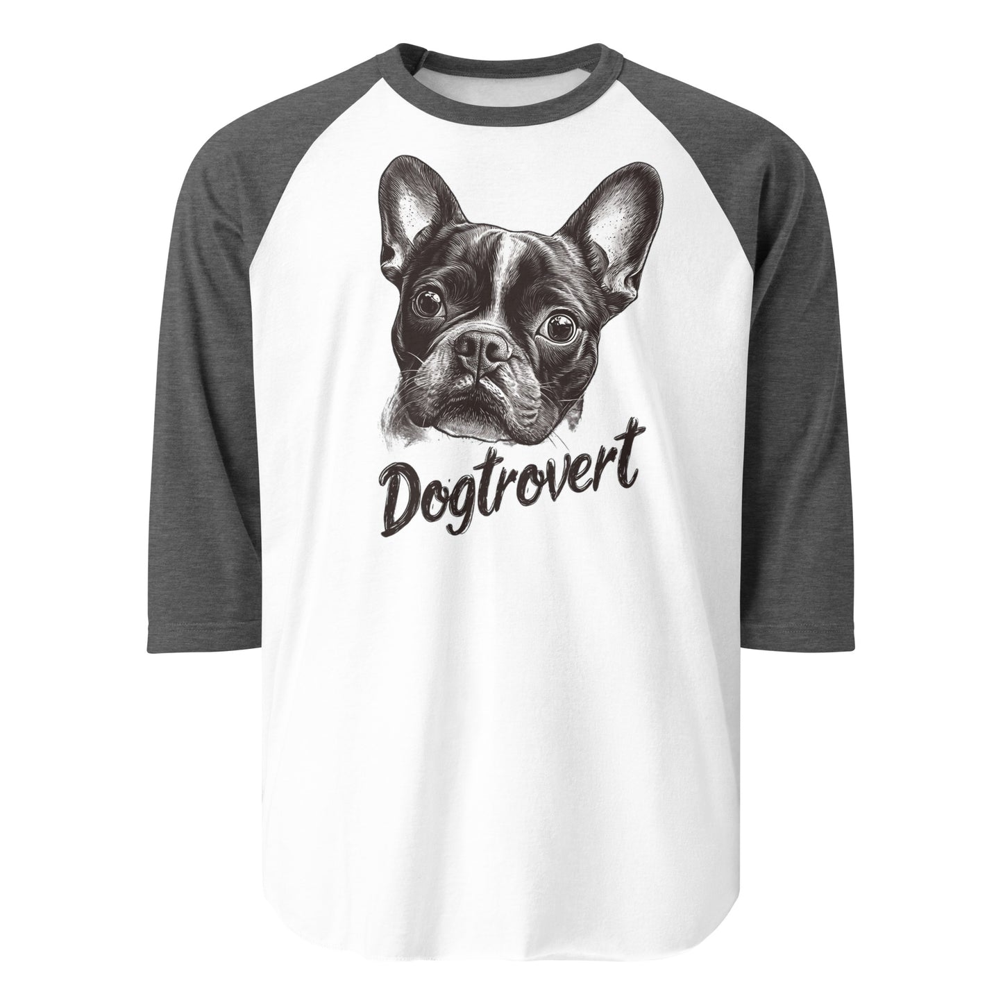 Dogtrovert 3/4 Sleeve Raglan Shirt . White Heather Charcoal