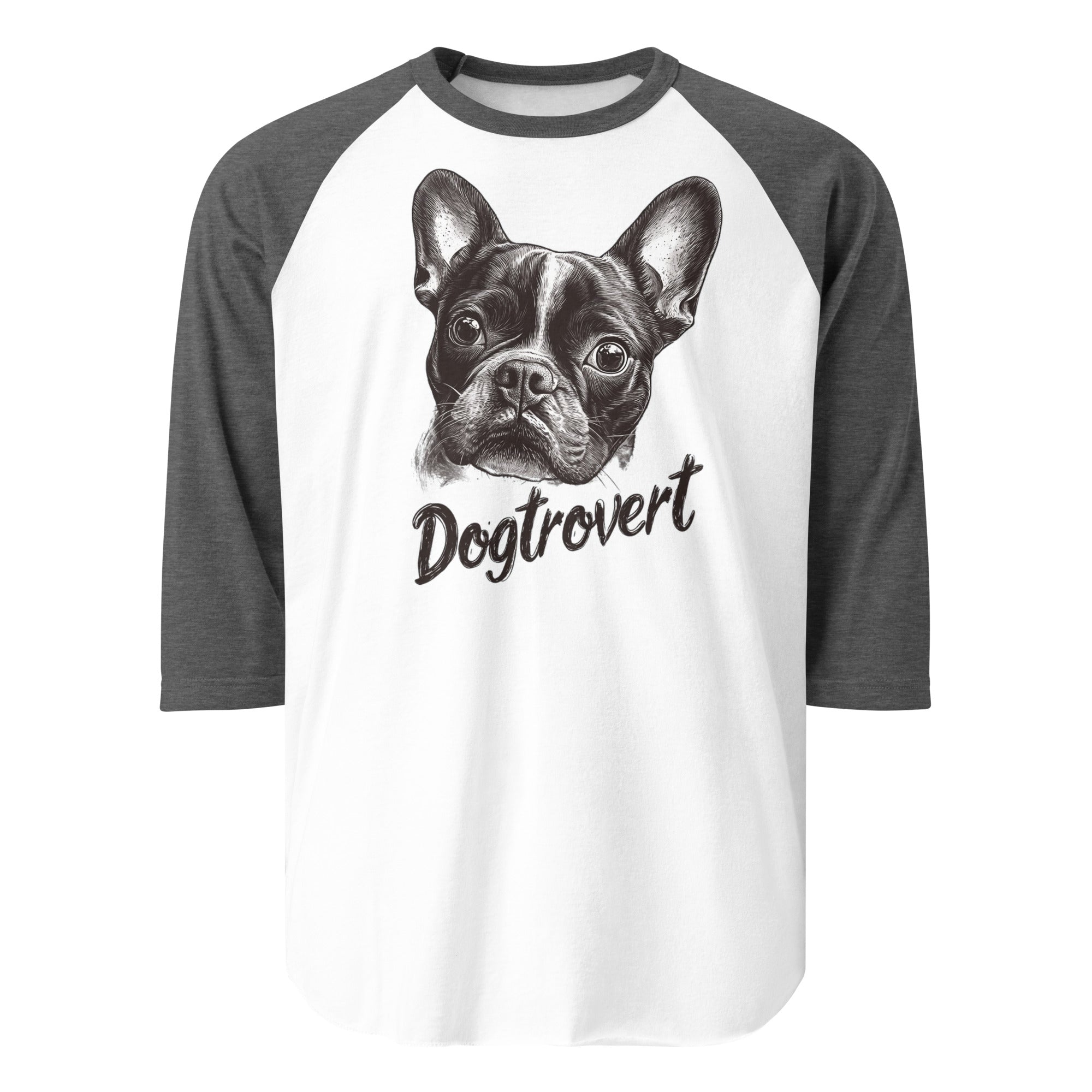 Dogtrovert 3/4 Sleeve Raglan Shirt . White Heather Charcoal