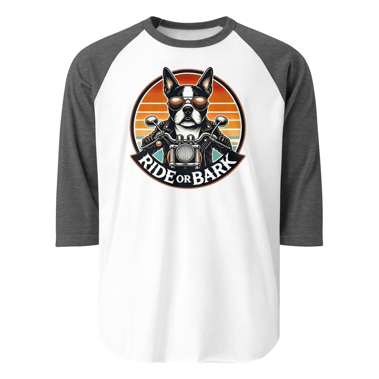 Ride or Bark 3/4 Sleeve Raglan Shirt . White Heather Charcoal