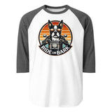 Ride or Bark 3/4 Sleeve Raglan Shirt . White Heather Charcoal