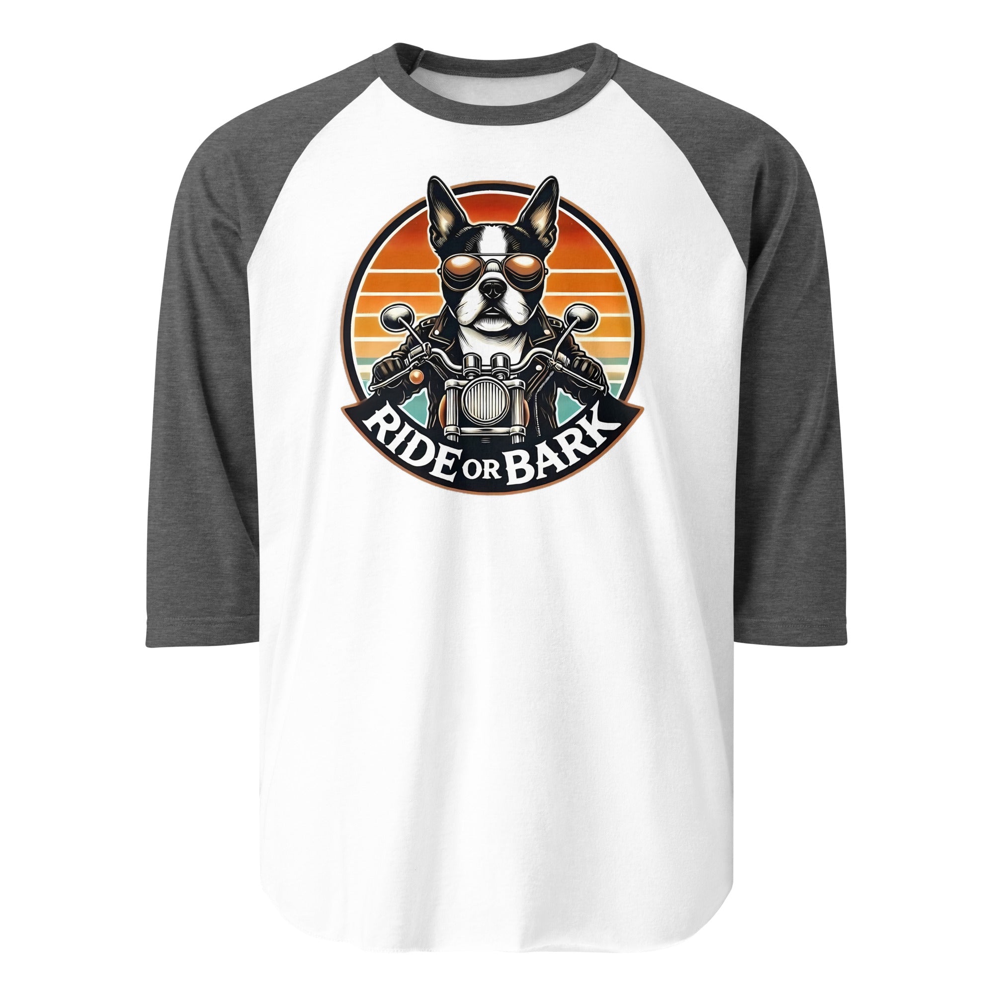 Ride or Bark 3/4 Sleeve Raglan Shirt . White Heather Charcoal