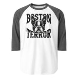 Boston Terror 3/4 Sleeve Raglan Shirt . White Heather Charcoal