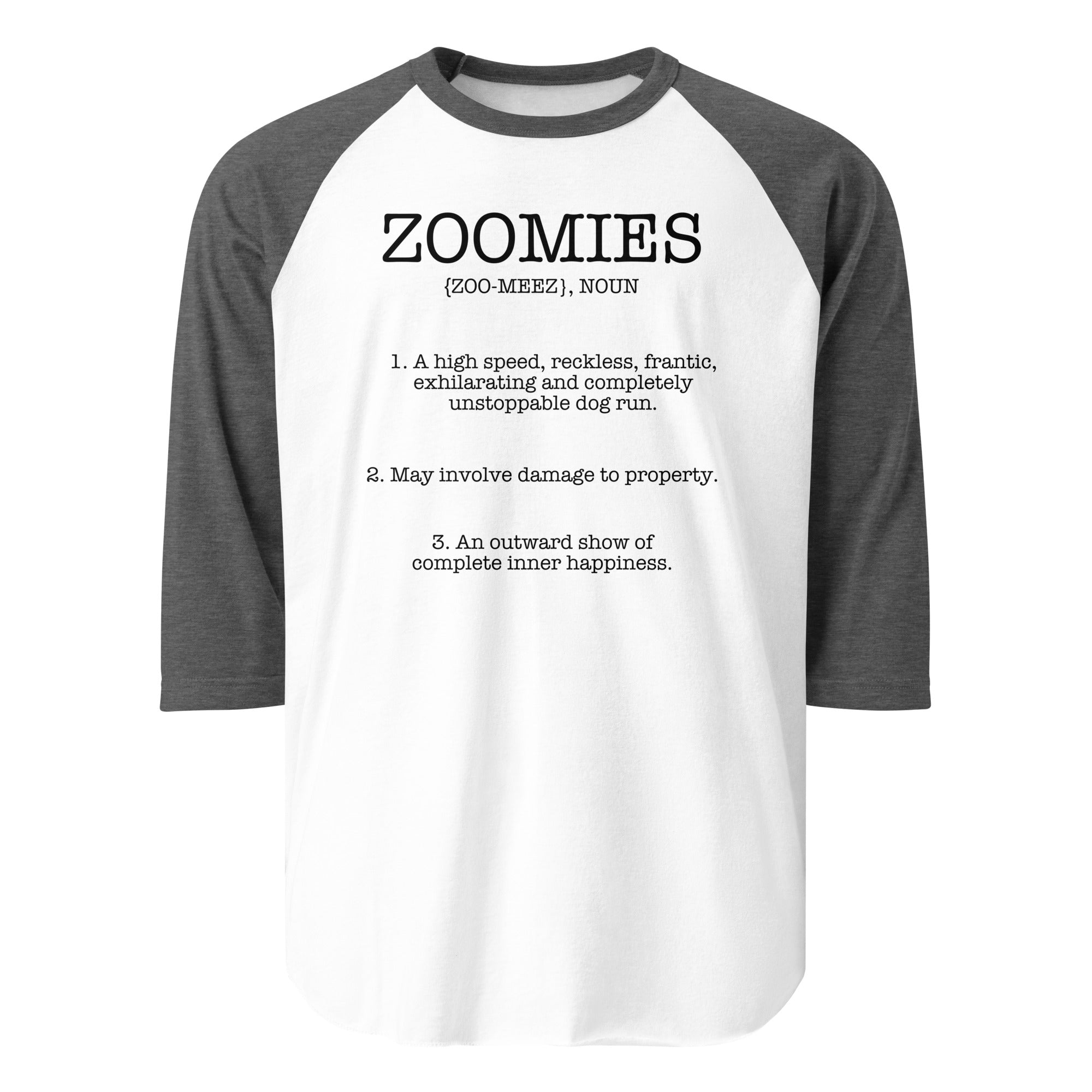 Zoomies Definition 3/4 Sleeve Raglan Shirt . White Heather Charcoal