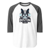 Boston Vibes 3/4 Sleeve Raglan Shirt . White Heather Charcoal