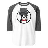 The Gentleman Boston Terrier Dog 3/4 Sleeve Raglan Shirt . White Heather Charcoal